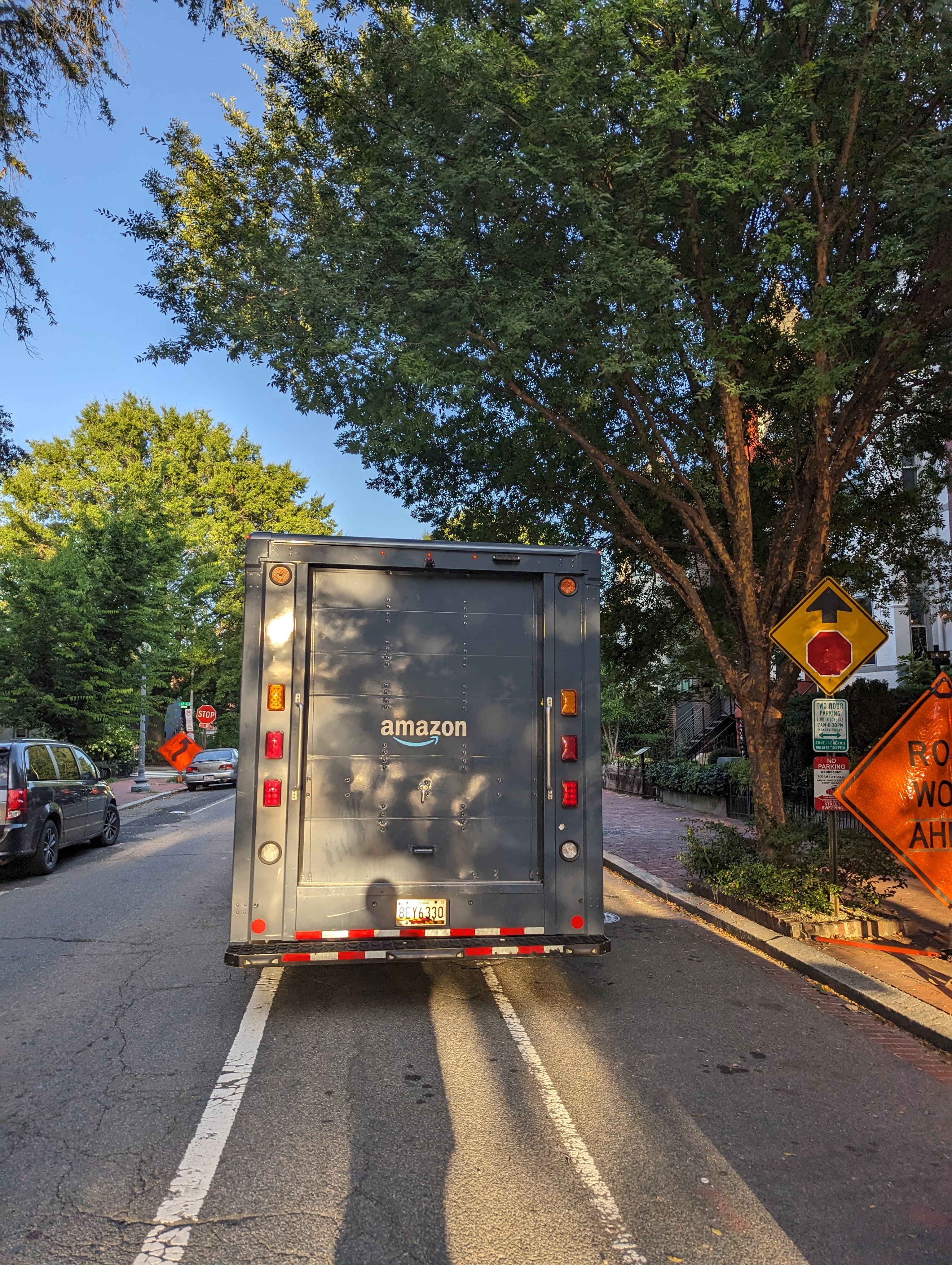 Delivery truck blocking a marked bike lane